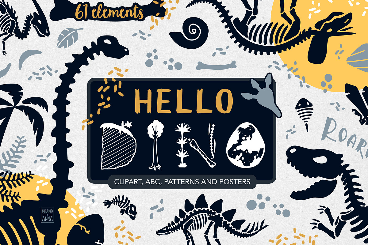 Dinosaur skeletons vector clipart, an Animal Illustration by Brandianna (Photo 1 of 7)