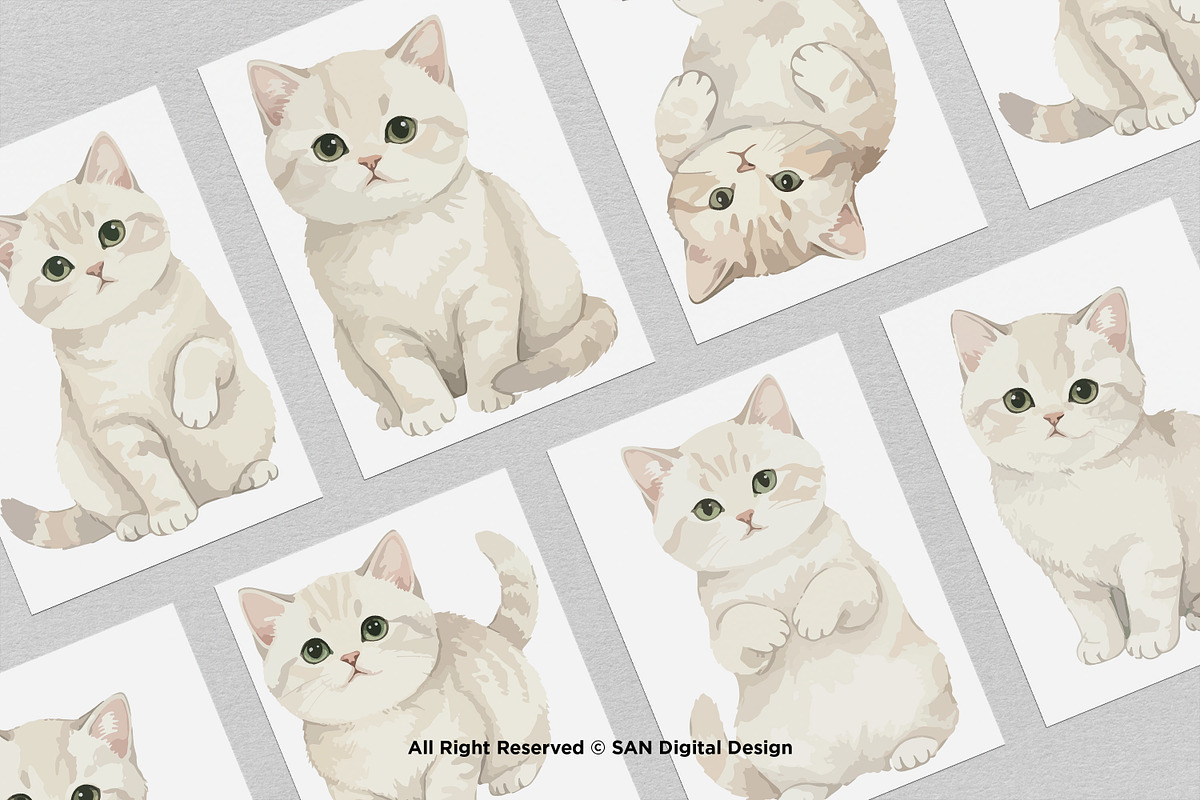 15 Bundle Watercolor White Kitten, an Animal Illustration by Morspective (Photo 3 of 8)