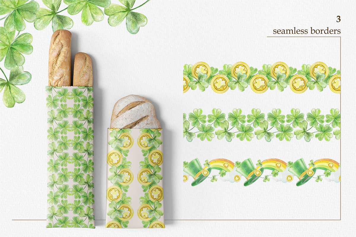 St Patrick's Day Watercolor Clipart, a Seasonal Illustration by Farida Bik (Photo 8 of 11)