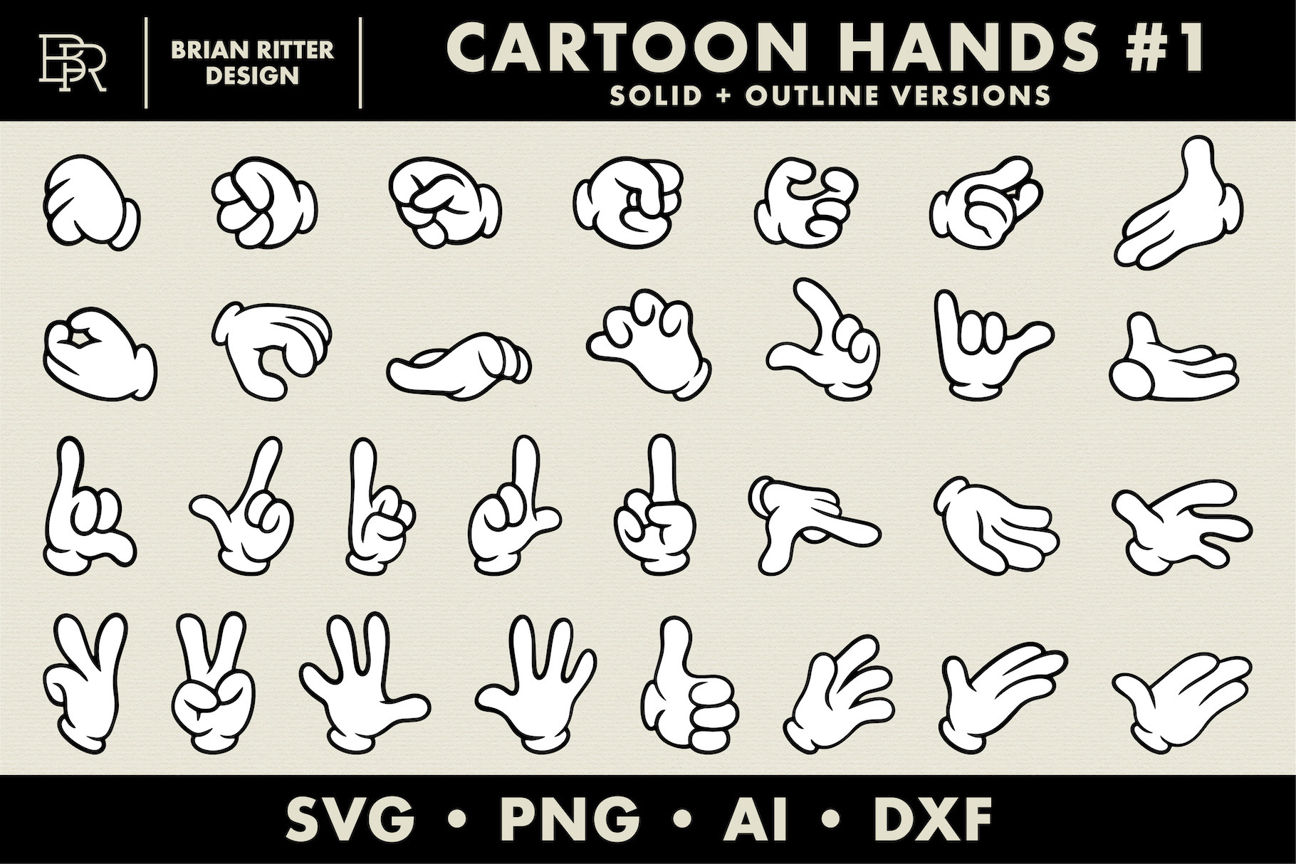 Cartoon Hands #1, an Object Graphic by Brian Ritter Design
