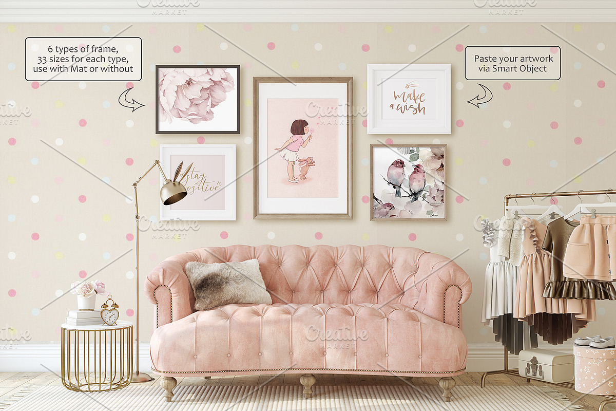 ROSIE'S NURSERY Wall&Frame Mockups, a Poster Template by MyHomeMockups (Photo 6 of 11)