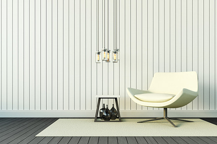 White armchair and simple wall, an Architecture Photo by TONTECTONIX