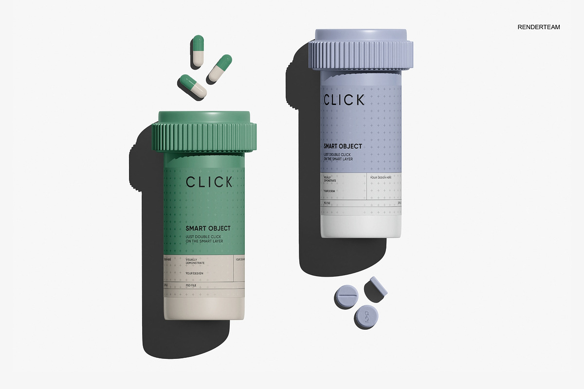 Pills and Bottle Mockup Set, a Packaging Mockup by Renderteam (Photo 11 of 14)