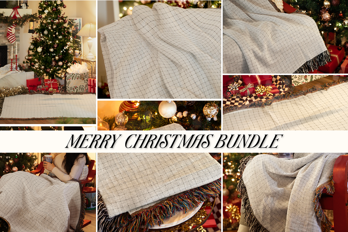 BEST SELLERS BUNDLE - Woven Blanket, a Household Mockup by VisualGrid (Photo 8 of 13)