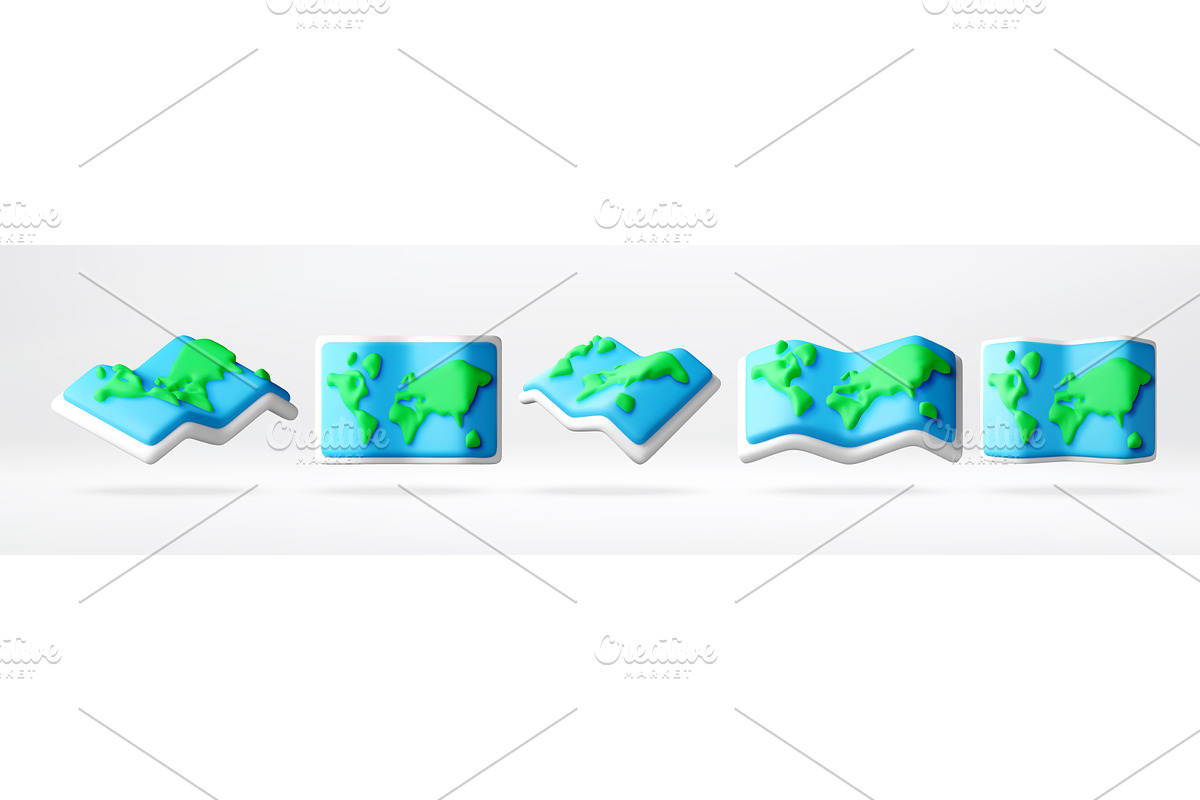 3D world map icon set, an Object Illustration by Abscent