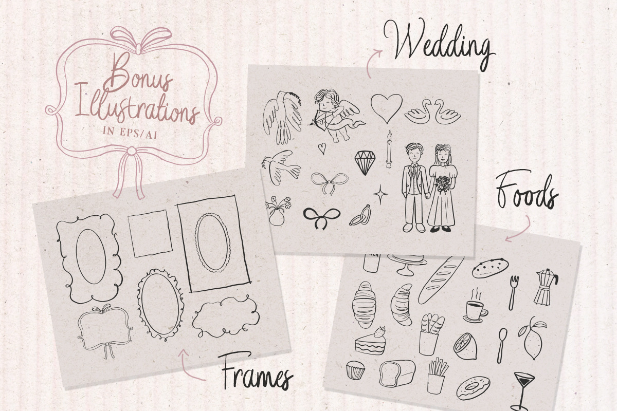 Wedding Letter Handwriting +Doodles, a Handwritten Font by Letterhend Studio (Photo 7 of 9)