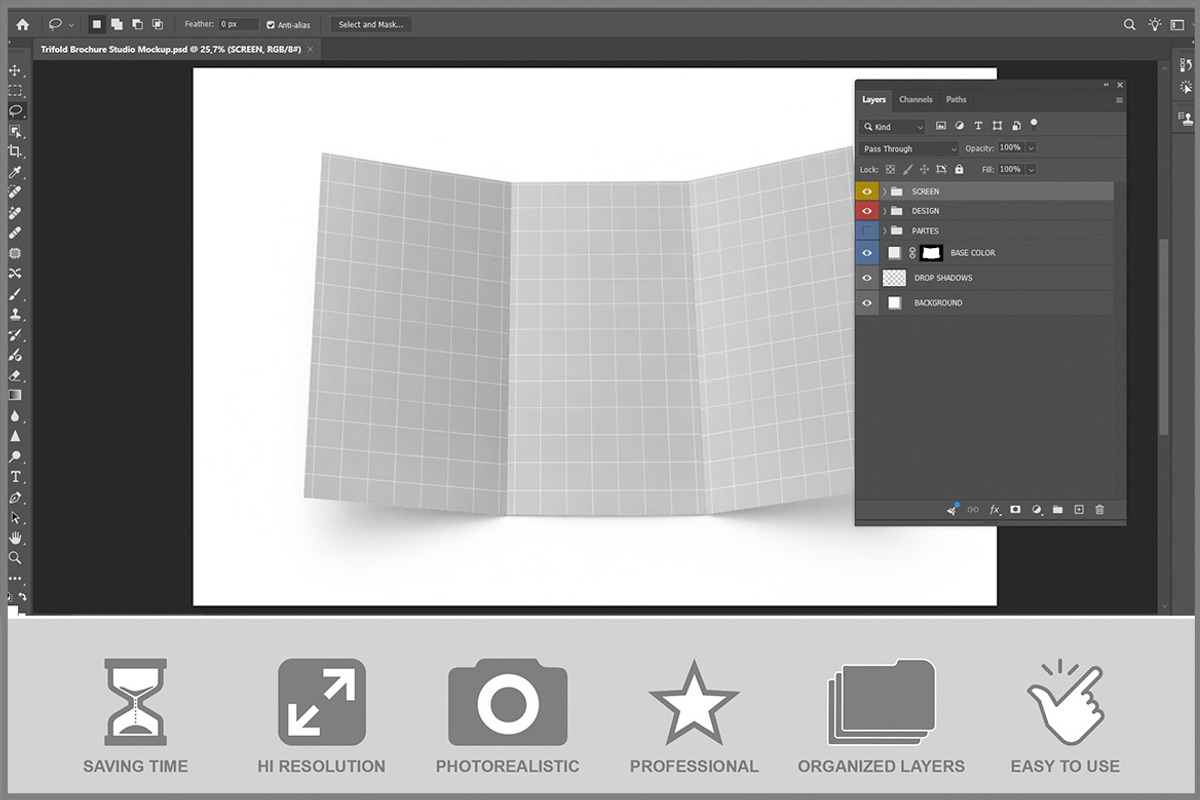 Trifold Brochure Studio PSD, an Advertising Mockup by Bruno's Shop (Photo 2 of 3)