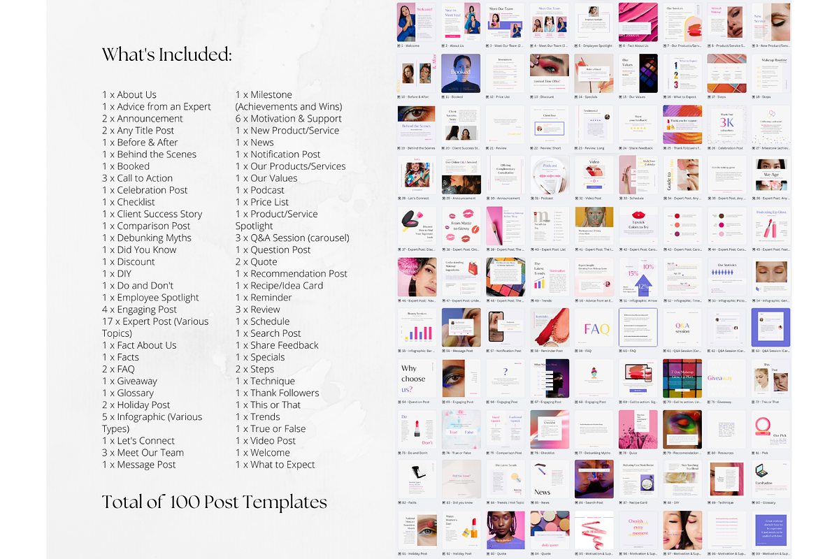 100 Color MakeUp Social Media Posts, a Social Media Template by PatternLab. (Photo 2 of 9)
