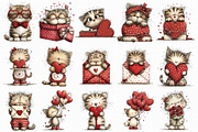 Whimsical Valentine Cat Clipart, an Illustration by Libby Wishes (Thumbnail 6 of 7)