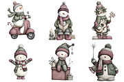 Whimsical Christmas Snowman Clipart, an Illustration by Daily.Designs (Thumbnail 4 of 5)