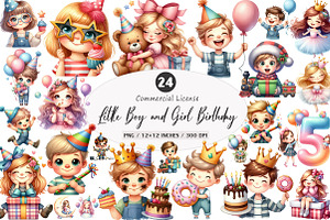 Little Boy and Girl Birthday, an Illustration by SinaCreation