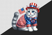 Watercolor Patriotic Cat PNG Clipart, an Animal Illustration by Craft Nest (Thumbnail 4 of 4)