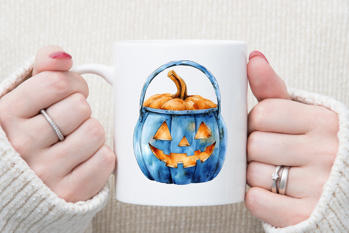 Watercolor Blue Halloween Clipart, an Illustration by Sublimation Artist (Photo 5 of 6)