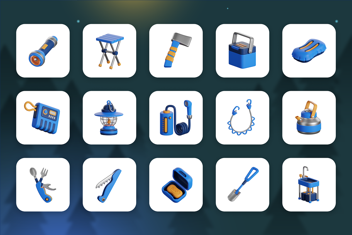 3D Animated Outdoor Adventure Icons, an Object 3D Model by Flat Icons (Photo 4 of 5)