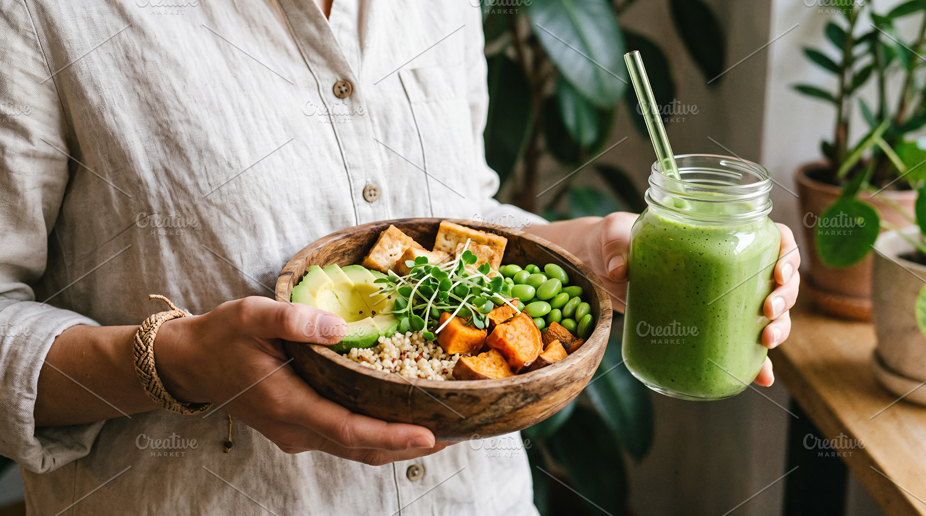 vegan, healthy food, a Person Photo by itakdalee