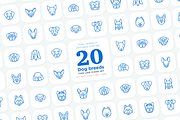 Dog Breeds 20 Thin Line Icons Set, an Outline Icon by Alex Blogoodf (Thumbnail 1 of 11)