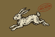 Retro illustration of a running hare, an Animal Illustration by lettett (Thumbnail 1 of 3)