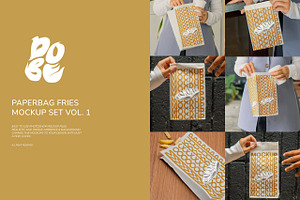 Paperbag Fries Mockup Set Vol. 1, a Packaging Mockup by DOBE Studio