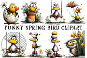 Funny Spring Bird Clipart, an Illustration by OK Design (Thumbnail 2 of 6)