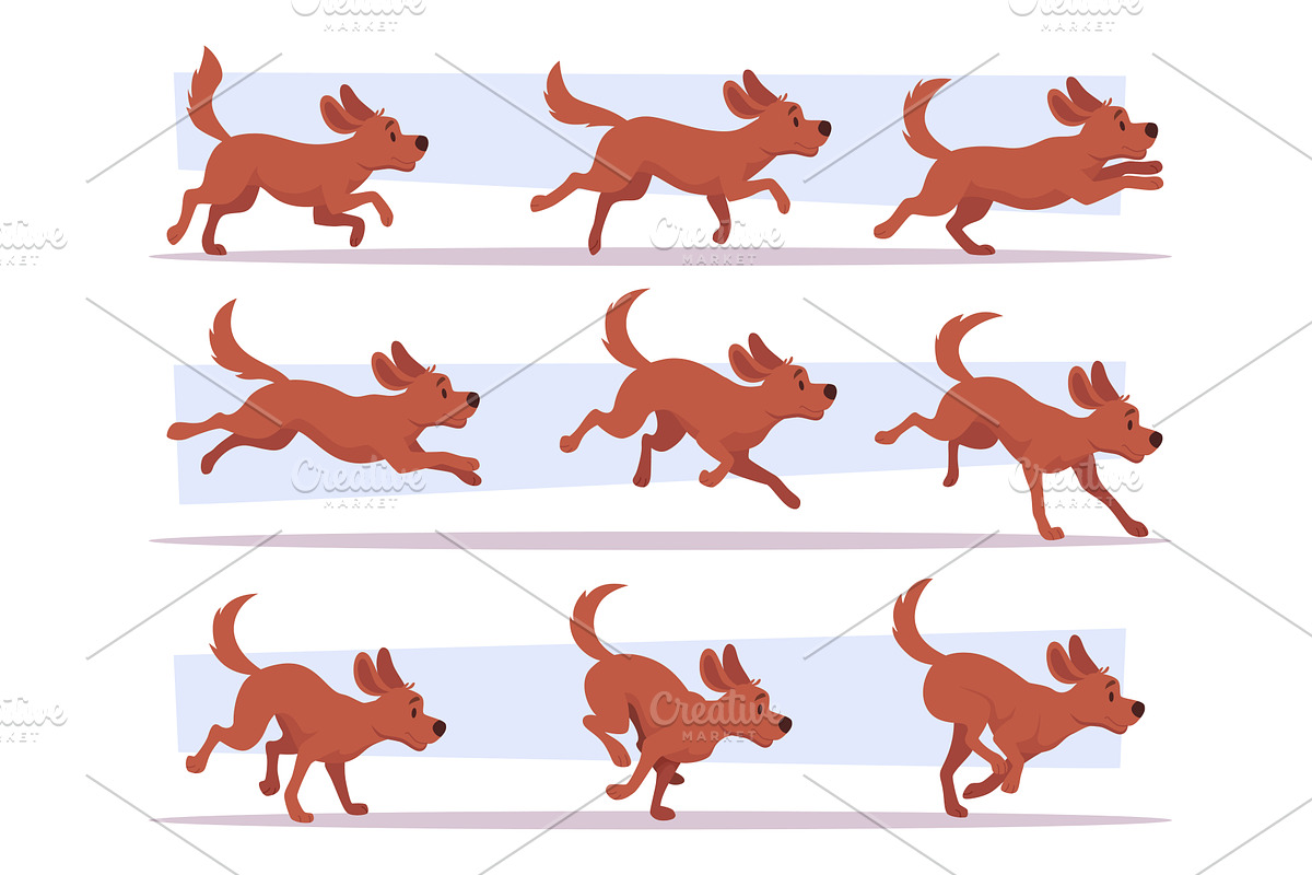 Running dog. Cartoon pet run and, an Animal Illustration by Onyx