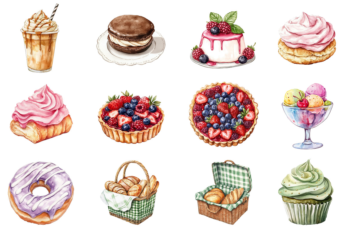 Watercolor Sweets Clipart Bundle, an Illustration by CitraGraphics (Photo 2 of 5)