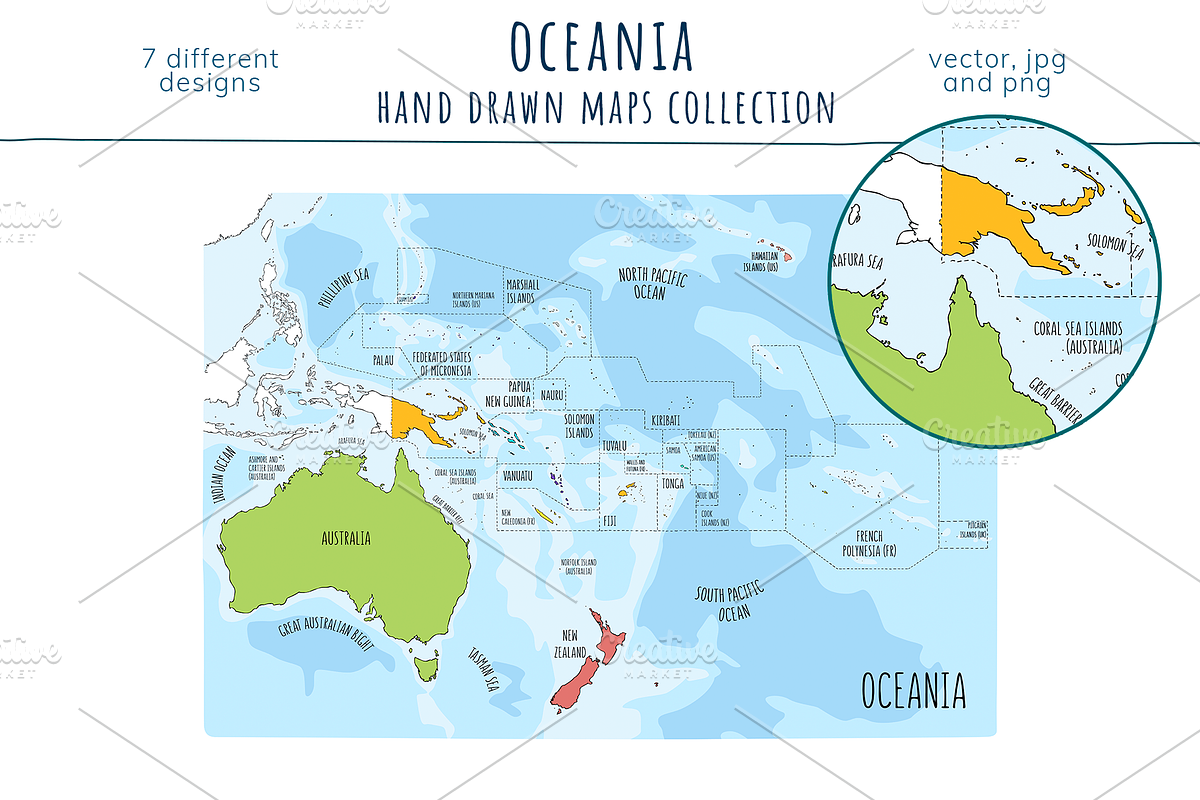 Oceania Maps Collection, an Education Illustration by Illustrationsforteachers (Photo 3 of 8)