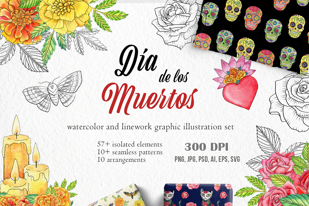 Day of the Dead watercolor set, a Graphic by svetodesign (Photo 1 of 6)