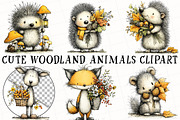 Cute Woodland Animals Clipart, a Seasonal Illustration by OK Design (Thumbnail 2 of 6)