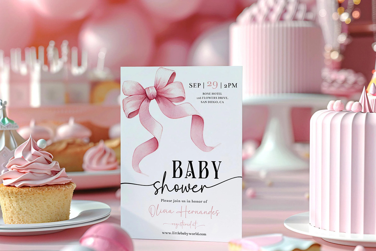 Pastel Pink Baby Shower Invite, an Invitation Template by LucaTheme (Photo 1 of 5)