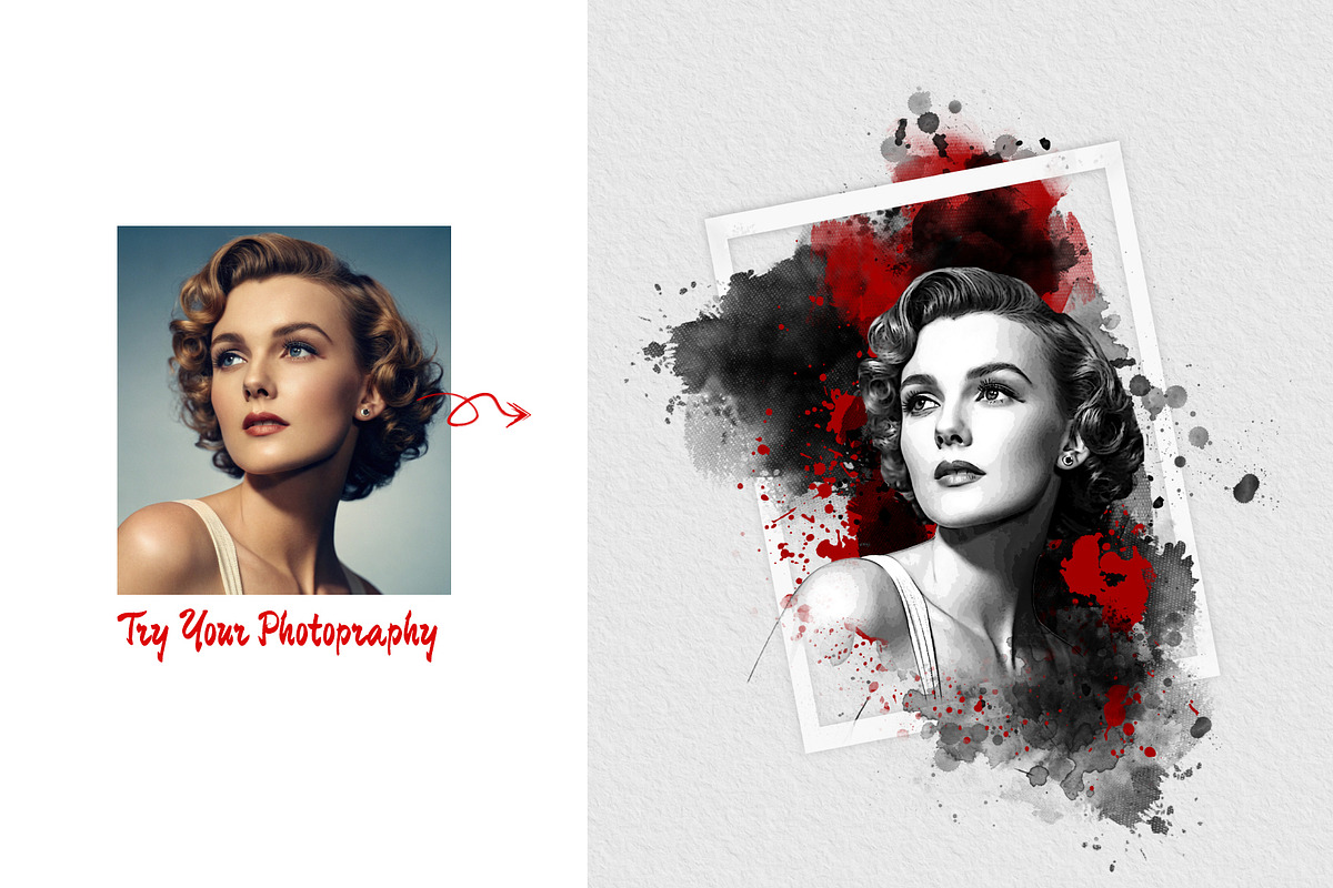 Watercolor Canvas Frame Art Effect, an Action Add-On by MRI STUDIO (Photo 8 of 34)
