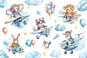 Airplane & Brave Pilots Watercolor, an Animal Illustration by AlineArtStore (Thumbnail 2 of 4)