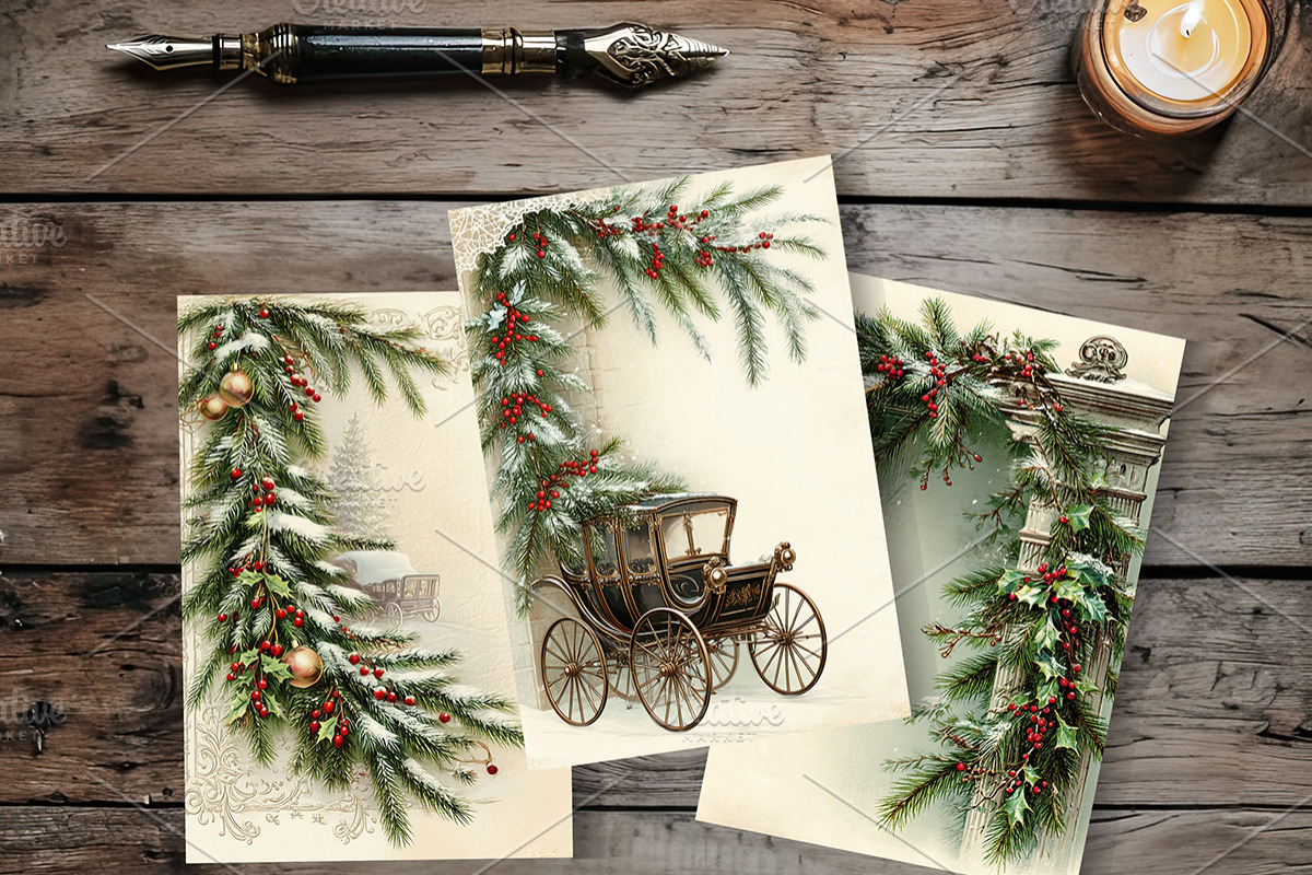 Floral Winter Junk Journal Pages., a Seasonal Illustration by GalaDesign03 (Photo 6 of 8)