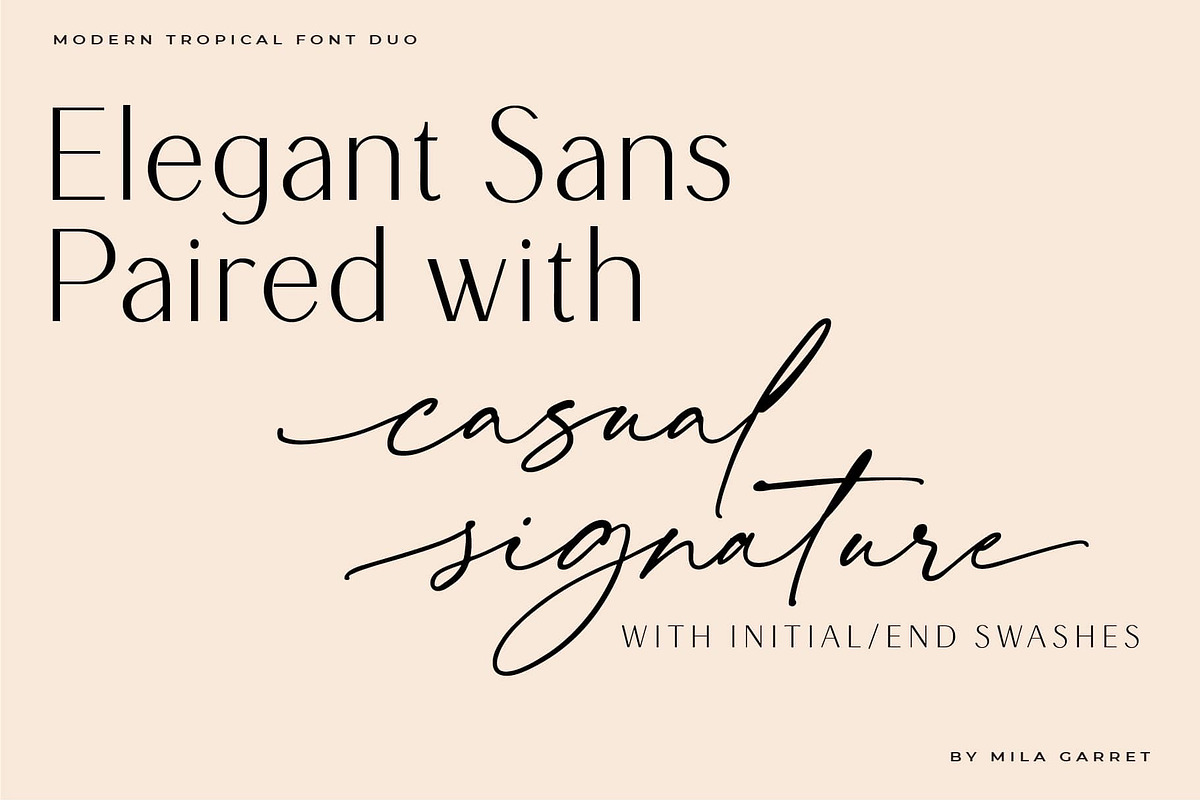 Modern Tropical Font Duo Logo Script, a Sans Serif Font by Mila Garret (Photo 2 of 14)