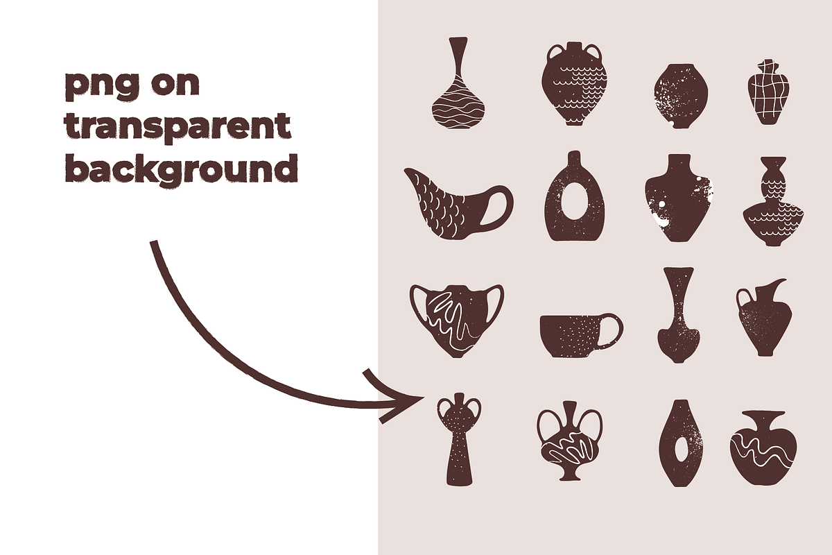 POTTERY SHAPES (47 elements), an Object Illustration by Bonfloret Studio (Photo 6 of 10)