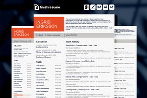 Video editor resume template, a Resume Template by FinishResume