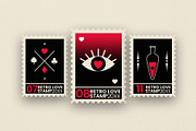 12 Retro Love Stamps, an Object Graphic by Parisa-Artstudio (Thumbnail 2 of 4)