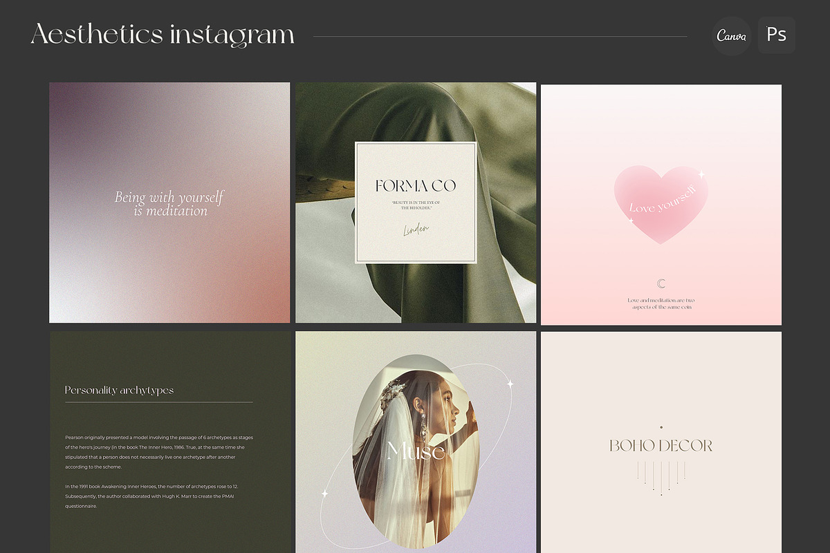 CANVA & PS / Aesthetics 60 instagram, a Social Media Template by Simple có (Photo 7 of 10)
