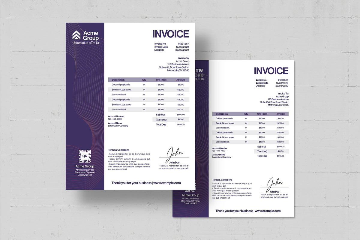 Invoice Template, a Stationery Template by BrandPacks (Photo 2 of 4)