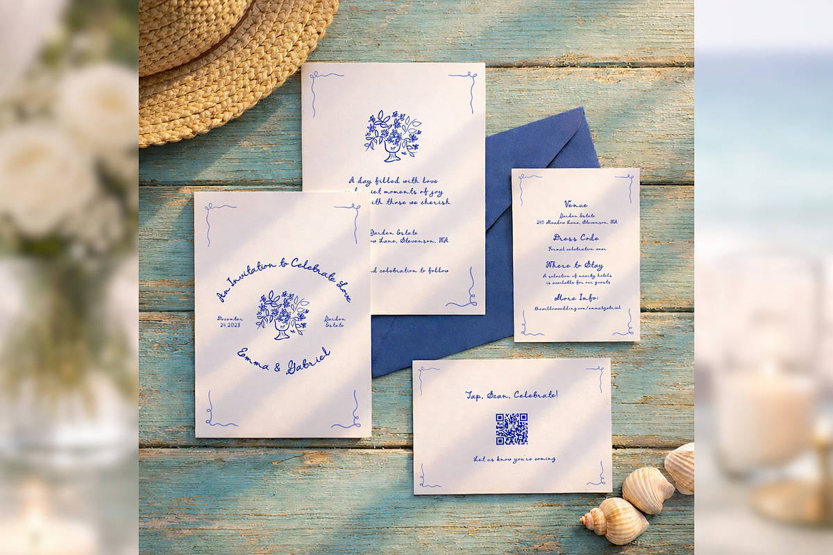HandDrawn Wedding Invite Canva bd001, an Invitation Template by TyphoonStudio (Photo 1 of 10)