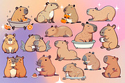 Illustrations of cute capybaras, an Animal Illustration by kaplaniha (Thumbnail 2 of 5)