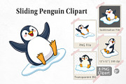 Sliding Penguin Clipart, a Graphic by Artnoy (Thumbnail 1 of 5)