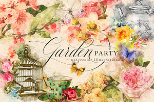 Garden Party Watercolor Graphics