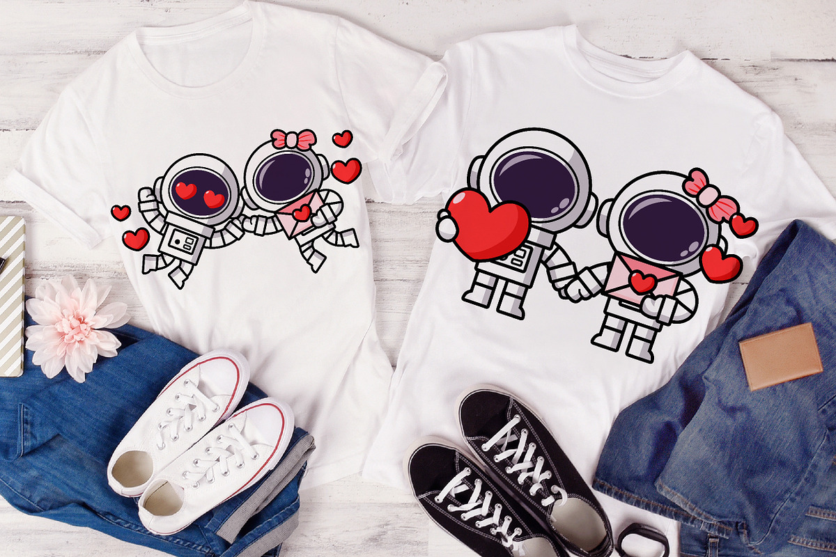 Cute Astronaut couple Valentine day, a Seasonal Illustration by Noey smiley (Photo 9 of 9)