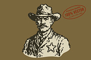 Vintage Western Sheriff Illustration, a Person Illustration by lettett (Thumbnail 1 of 3)