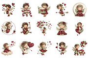Whimsical Cupid Valentine Clipart, an Illustration by designcity5 (Thumbnail 3 of 5)