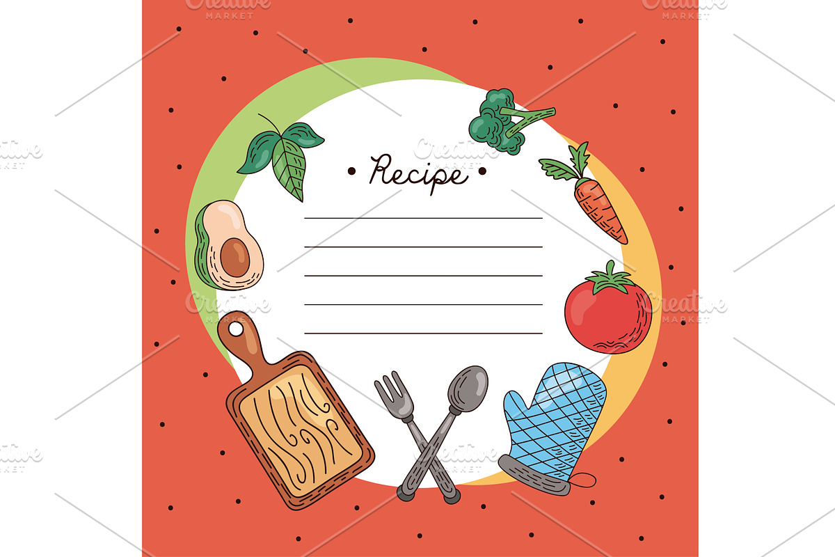 recipe with fresh vegetables, a Food Illustration by studiogstock