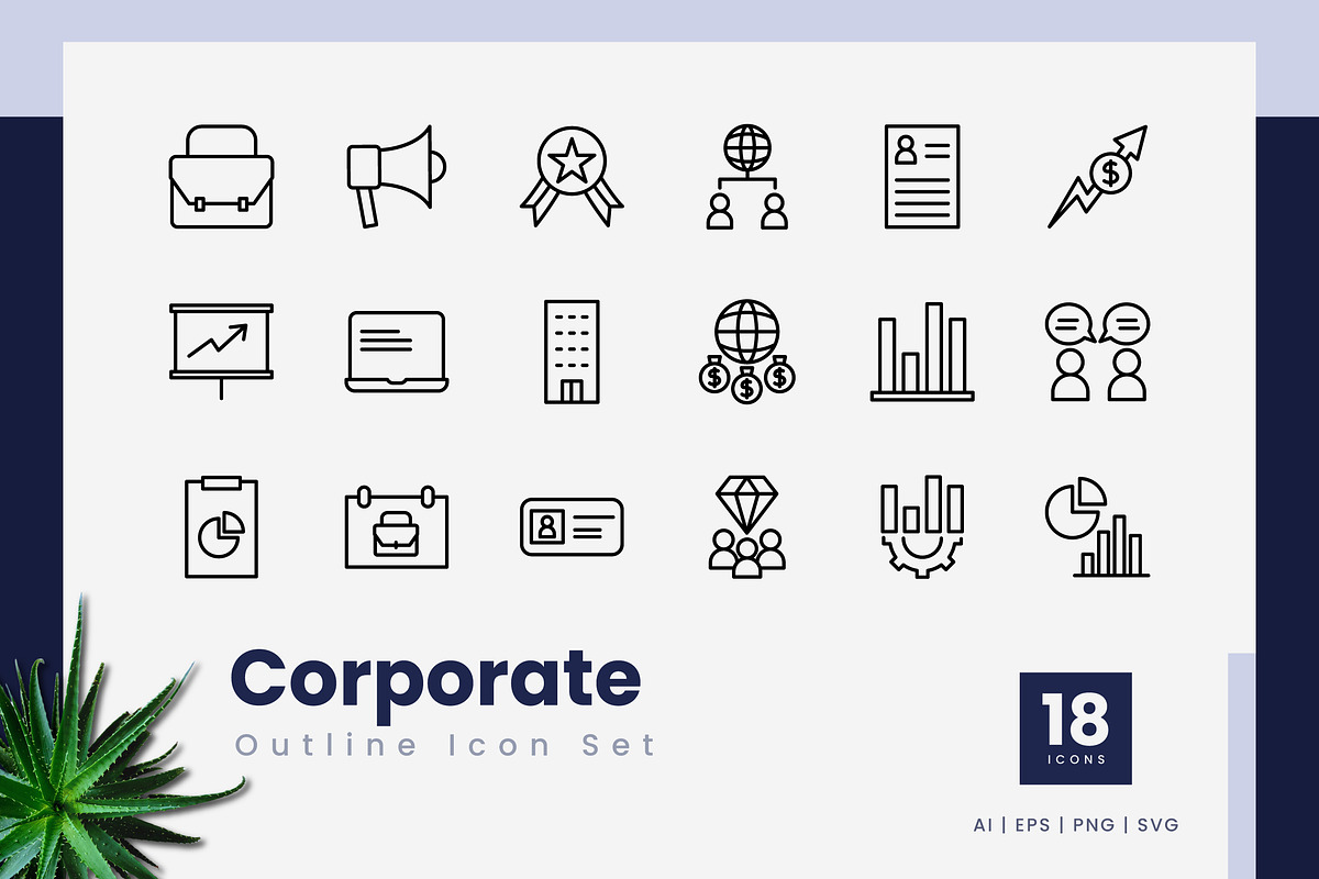Corporate Outline Icons, an Outline Icon by Zeer Graphic