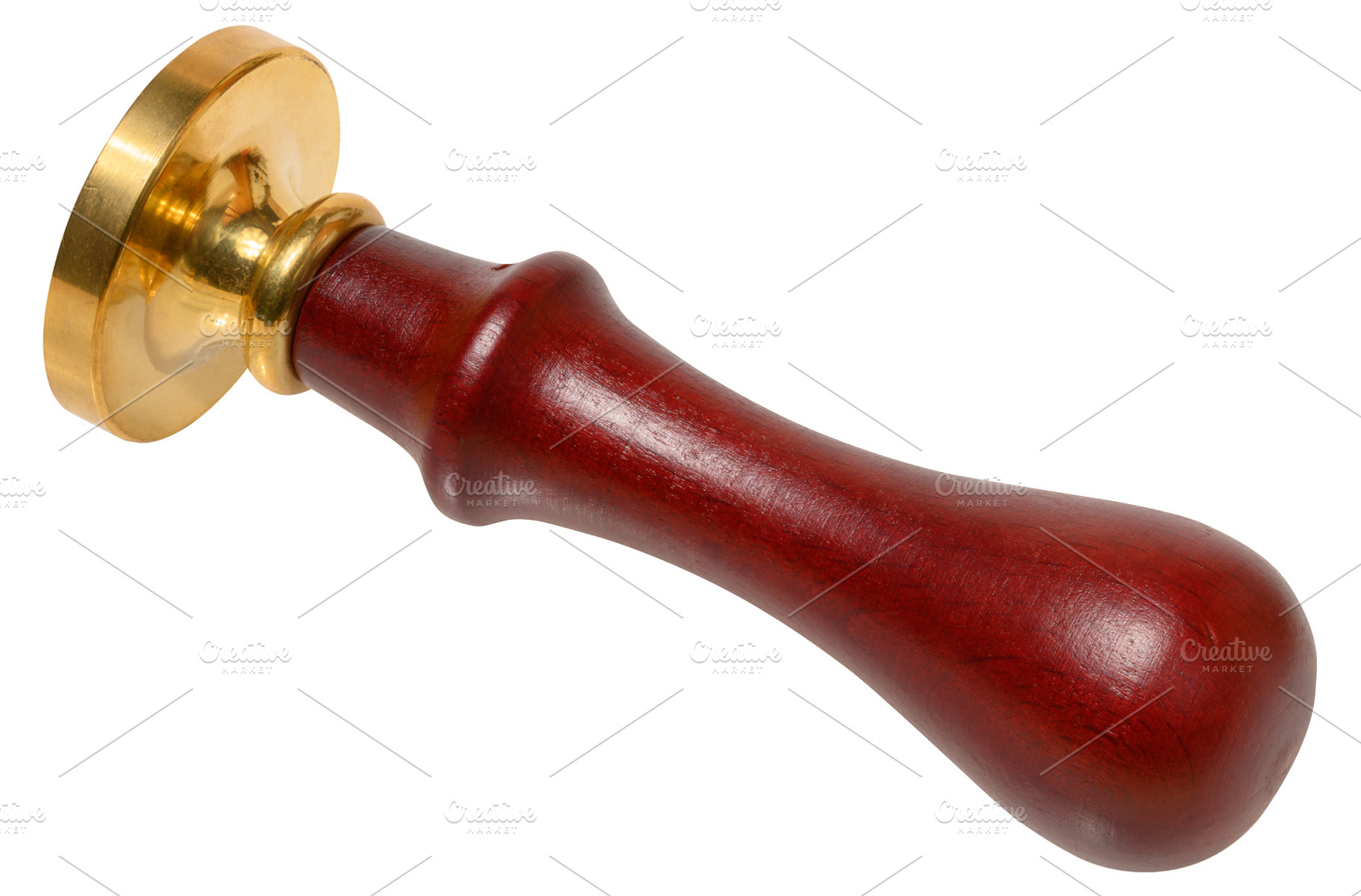 Wax seal with wooden handle and brass stamp on isolated backgrou, an Abstract Photo by ndanko