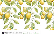 Watercolor Lemons Clipart & Pattern, an Object Graphic by crafty (Thumbnail 7 of 15)