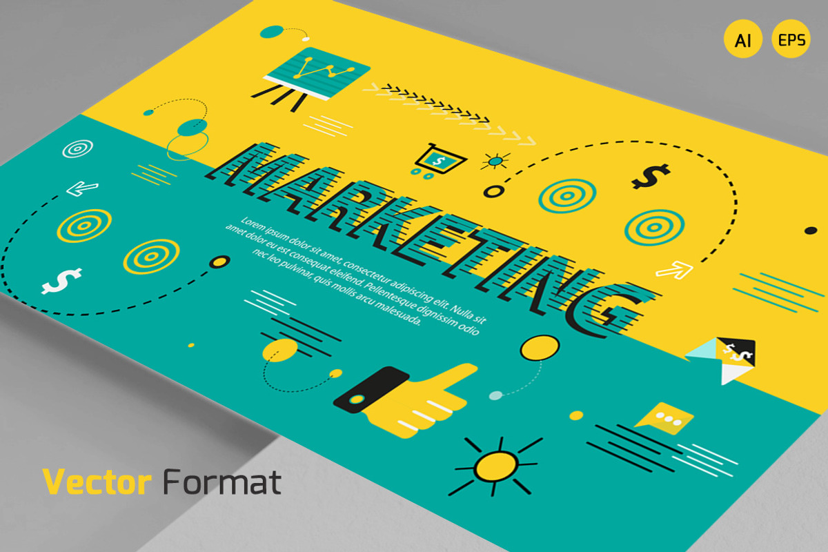 Lettering flat banner design, a Presentation Template by VL Shop